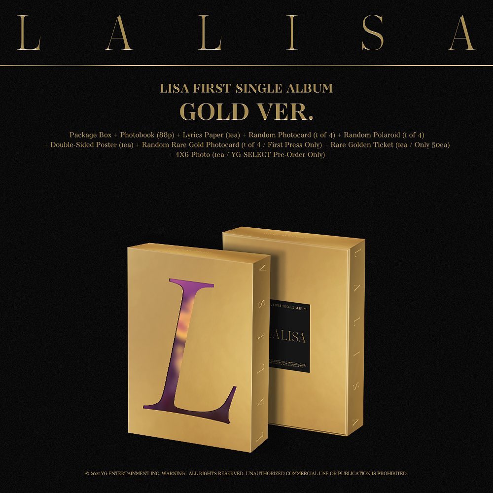 LISA FIRST SINGLE ALBUM LALISA   [GOLD VER.] == Release Date: 9/10 Pre-Order: ...