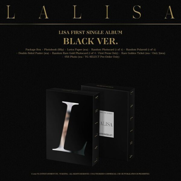 LISA FIRST SINGLE ALBUM LALISA   [BLACK VER.] == Release Date: 9/10 Pre-Order:...