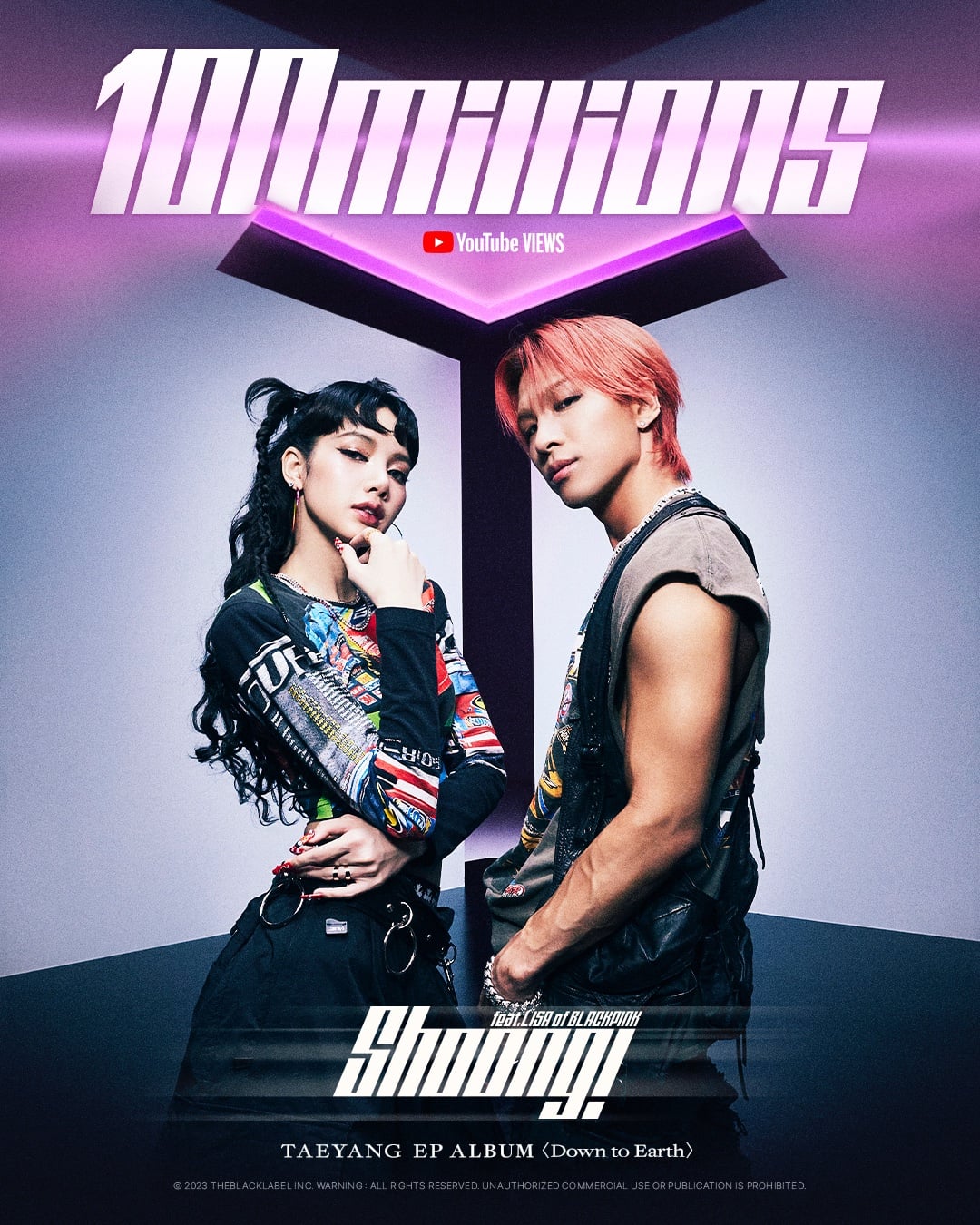 230829 Taeyang - ‘Shoong! (feat. LISA of BLACKPINK) PERFORMANCE VIDEO hits 100 MILLION VIEWS on Youtube! [Official Poster]