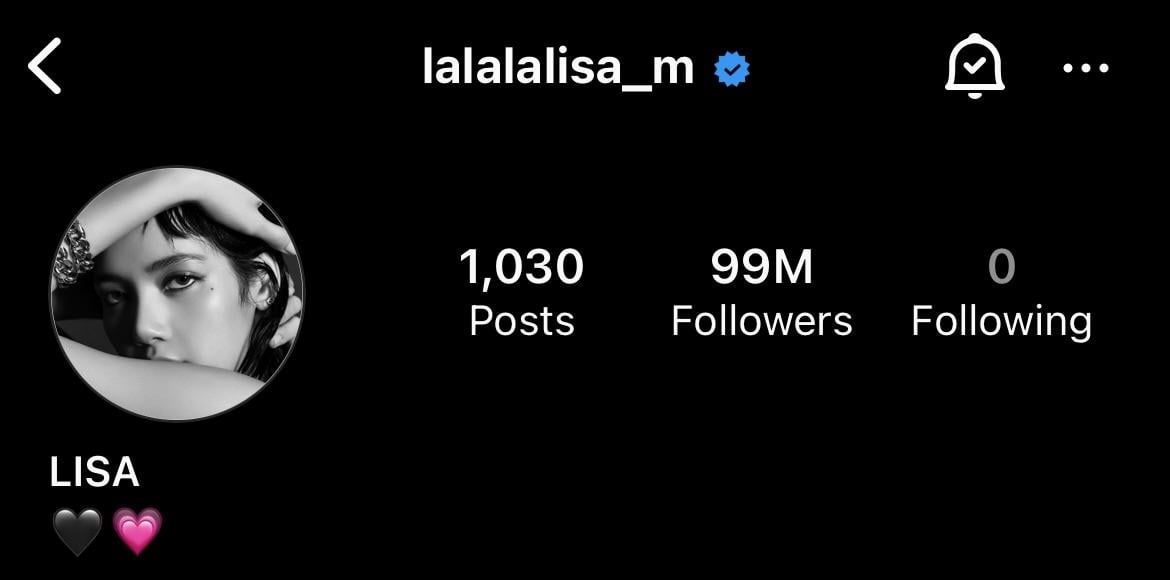 231128 Lisa has surpassed 99 million followers on Instagram