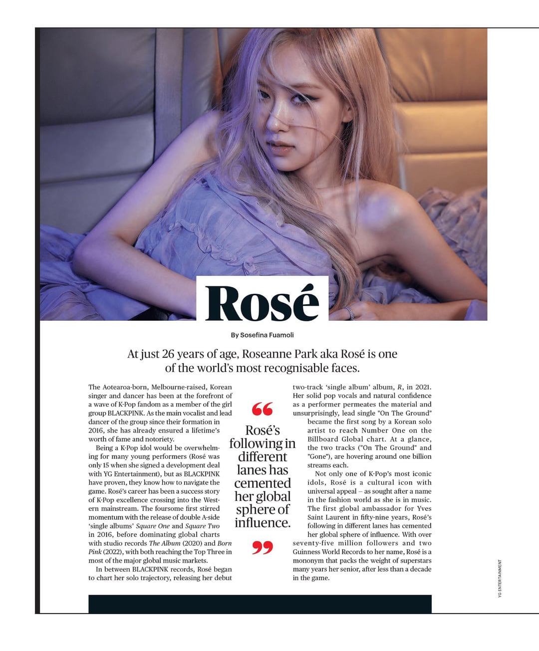 231212 ROSÉ is named as one of the 50 LIVING ICONS for Rolling Stone: The Icons Issue