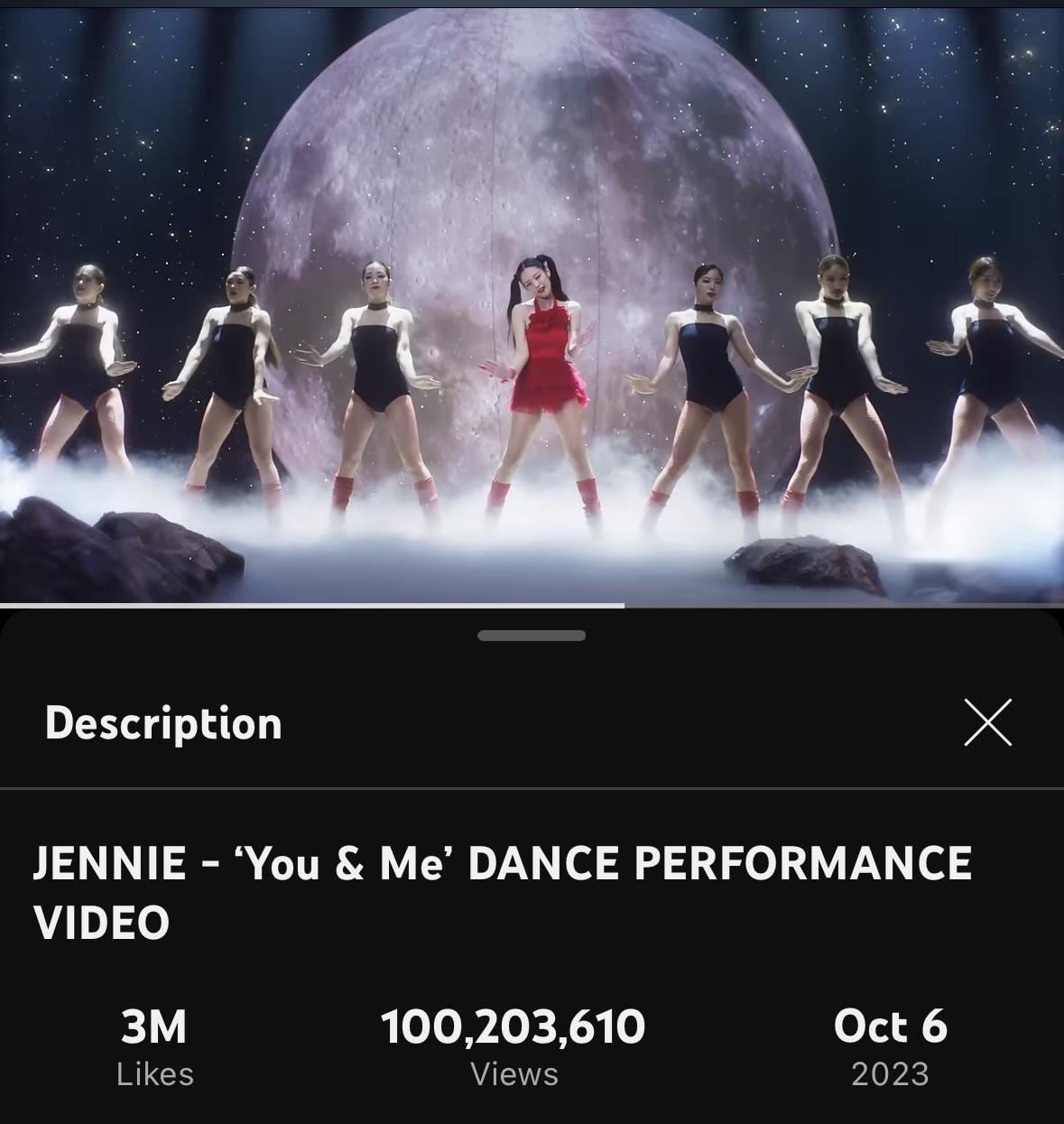 231230 JENNIE - ‘You & Me’ DANCE PERFORMANCE VIDEO hits 100 MILLION VIEWS on Youtube!
