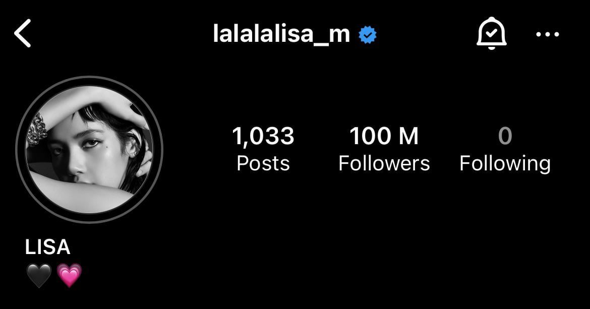 241223 - Lisa has hit 100m followers on instagram