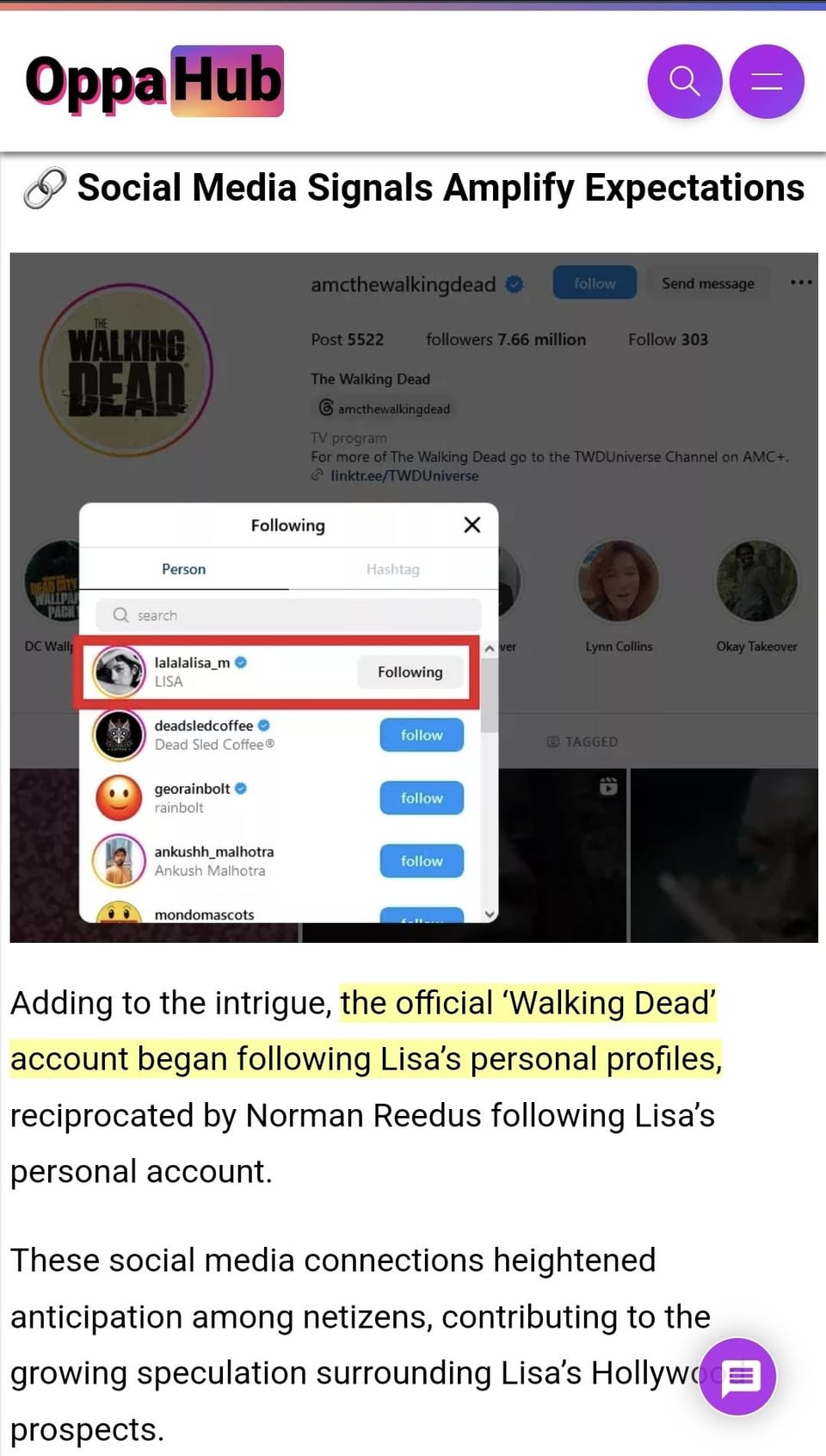 Lisa in 'Walking Dead'? Lol