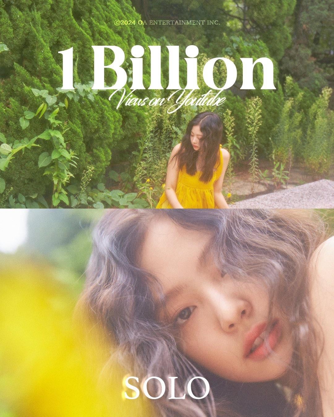 240229 JENNIE - ‘SOLO’ M/V hits 1 BILLION VIEWS on Youtube! [Official Poster]