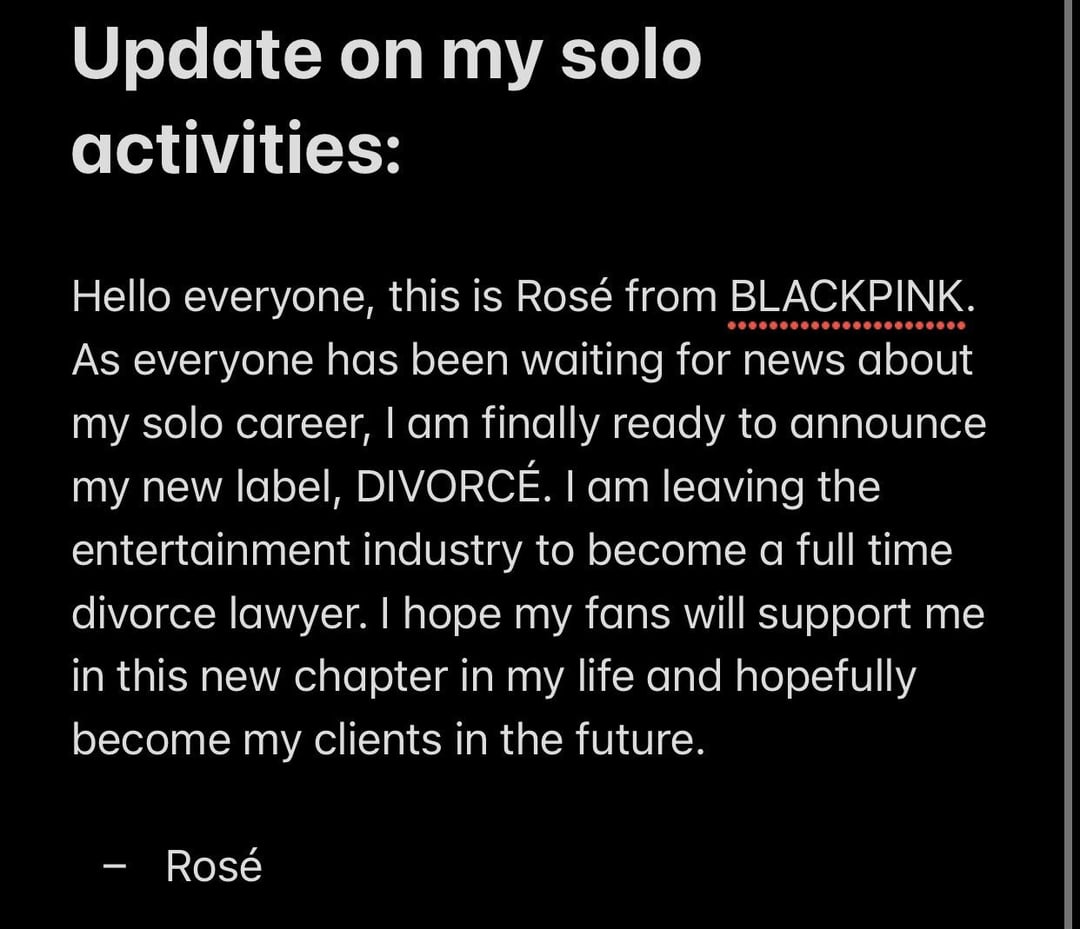 240401 Breaking News: Rosé announces her new solo label