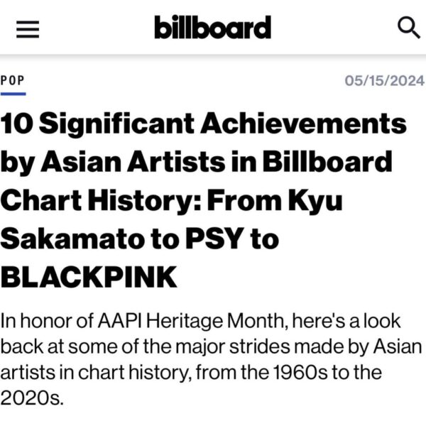 240515 Billboard’s 10 Most Significant Achievements by Asian Artists in Billboard Chart History: (#7) Rosé's "On the Ground" becomes the highest-charting song by a Korean female soloist in 2021; (#9) BLACKPINK scores the first Billboard 200 No. 1 for a K-pop girl group in 2022