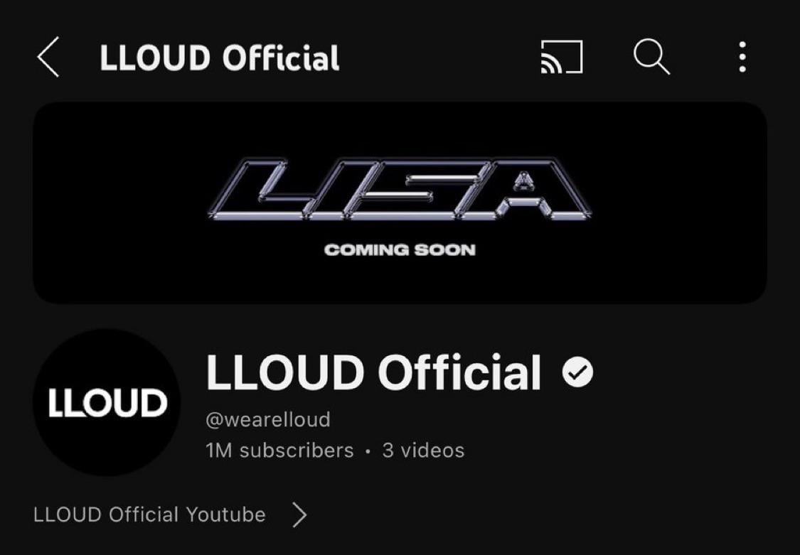 240627 LLOUD Official has surpassed 1 MILLION subscribers, 1 day before Lisa’s ‘ROCKSTAR’ 🎸🌟