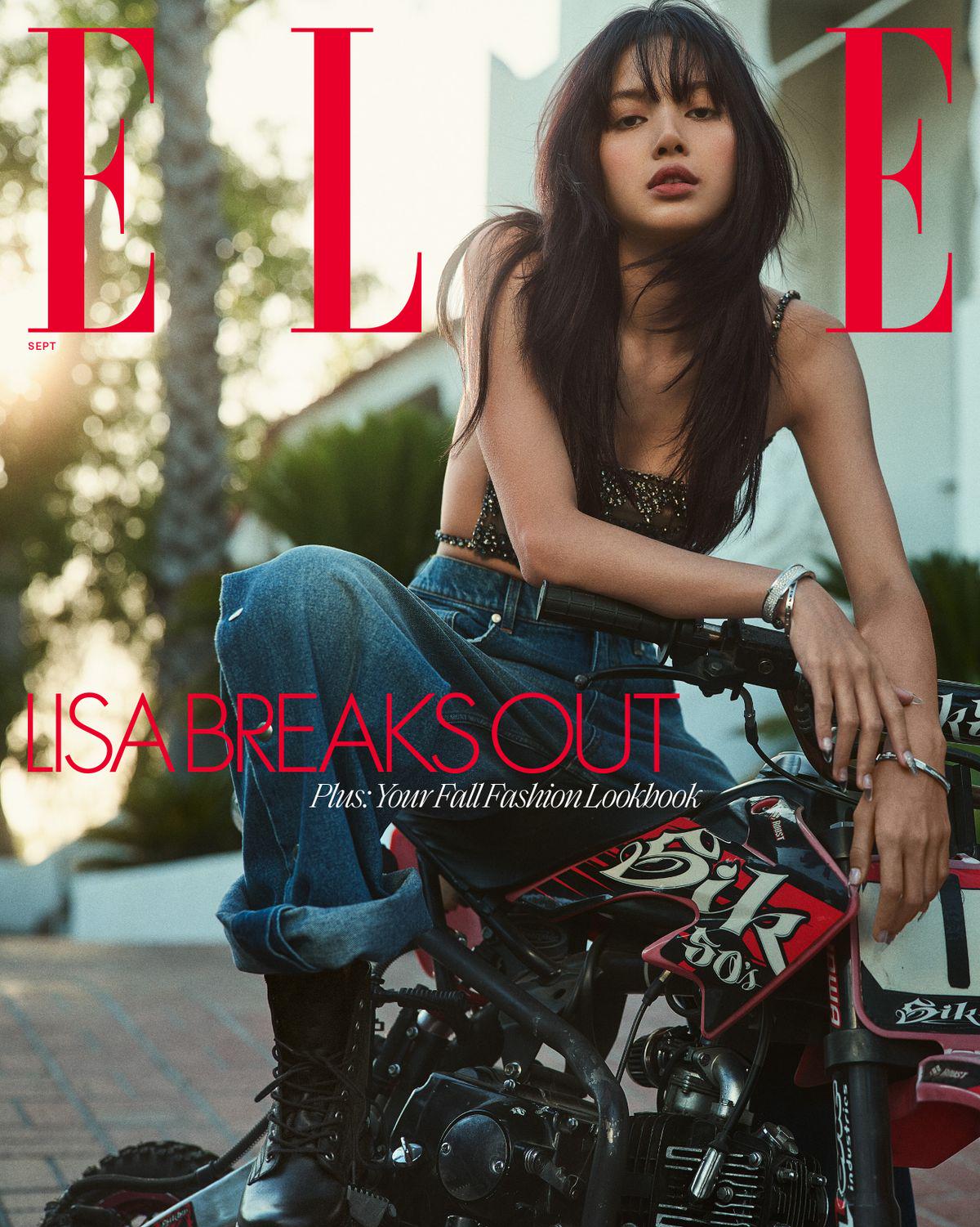 240812 Lisa rolls up onto the cover of ELLE’s September 2024 Issue.