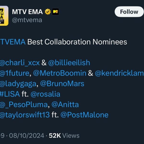 241008 LISA has received 4 nominations at the 2024 MTV Europe Music Awards!