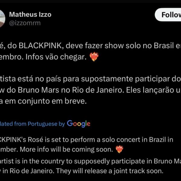 241018 Rosé is set to perform a solo concert in Brazil in December; she’s currently in Brazil to participate in Bruno’s concert in Rio de Janeiro